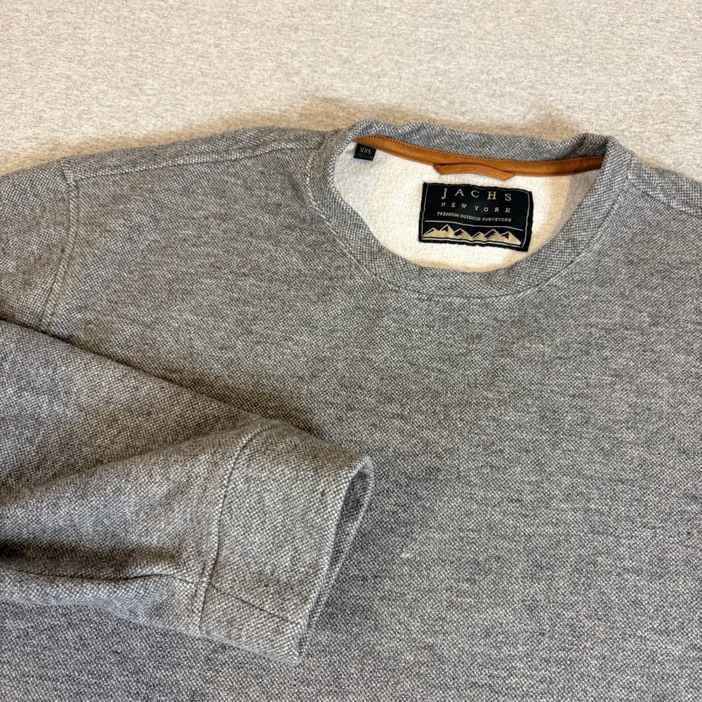 Jachs NY Sweatshirt Mens XXL Gray Textured Crewneck Long Sleeve Fleece Comfy